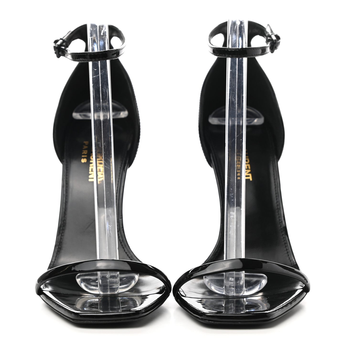 Patent Calfskin Opyum 110 Sandals 37.5 Black Gold