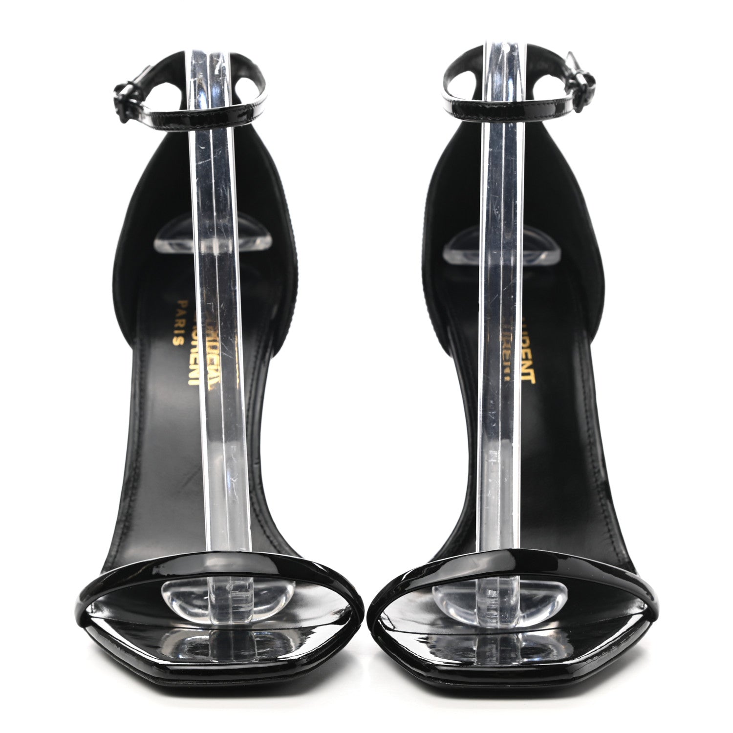 Saint Laurent Patent Calfskin Opyum 110 Sandals 37.5 Black Gold 2 of 7