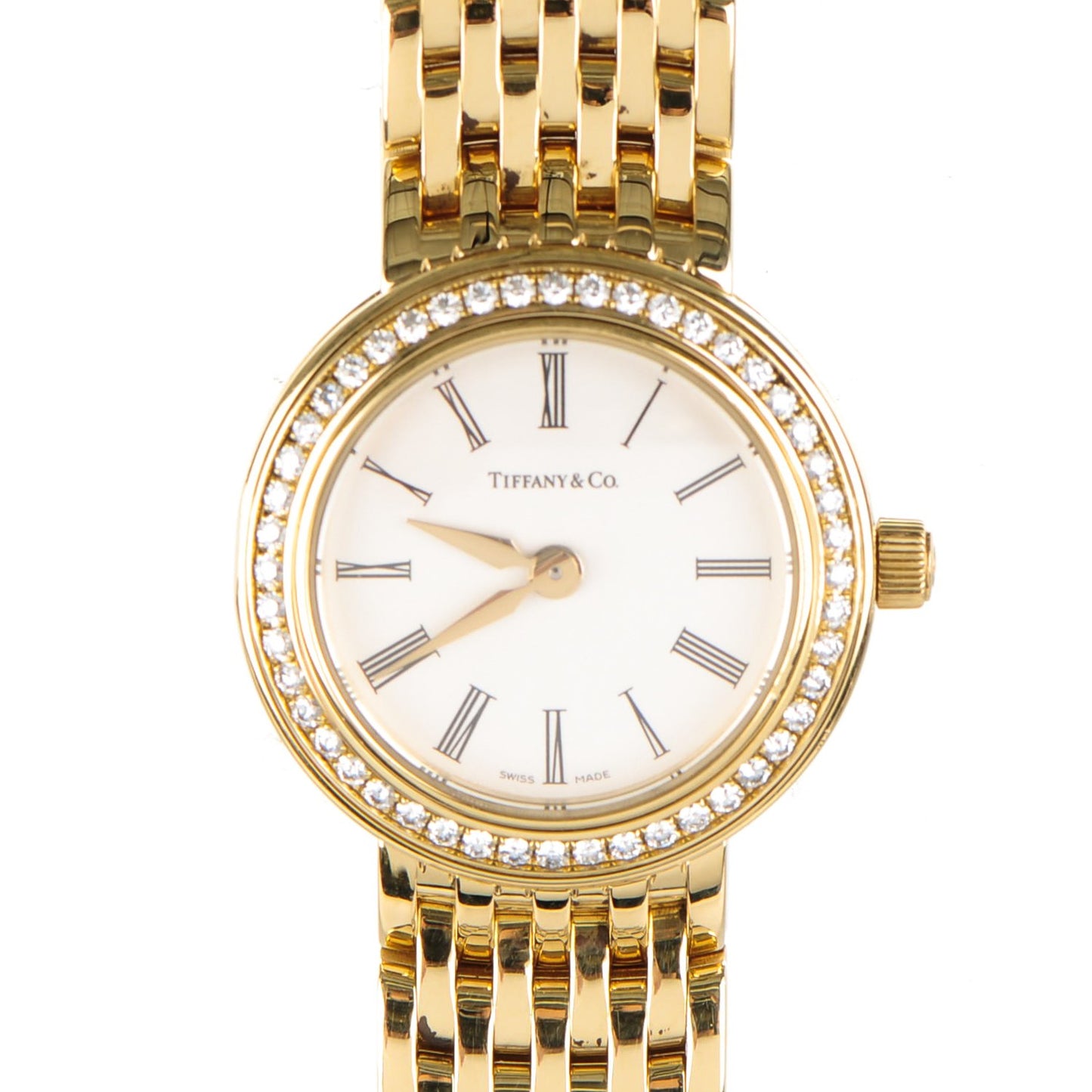 18K Yellow Gold Diamond Bezel 25mm Quartz Watch