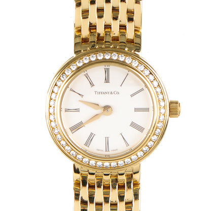 Tiffany 18K Yellow Gold Diamond Bezel 25mm Quartz Watch 1 of 9