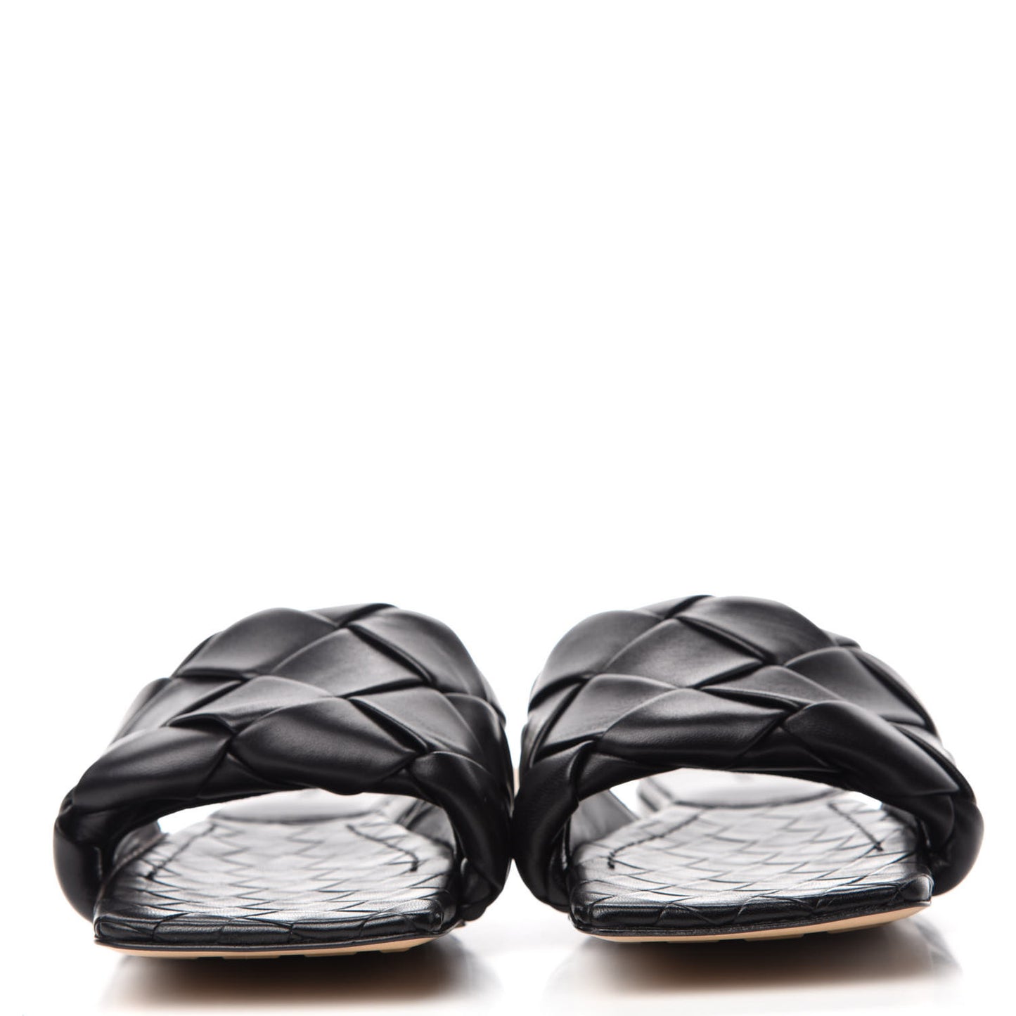 Nappa Maxi Intrecciato Lido Flat Sandals 38 Black