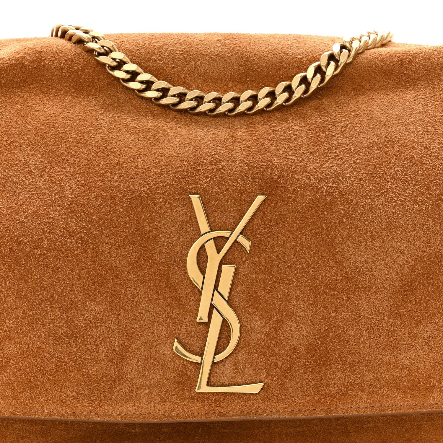 Saint Laurent Smooth Calfskin Suede Medium Reversible Monogram Kate Satchel Light Ochre 8 of 14