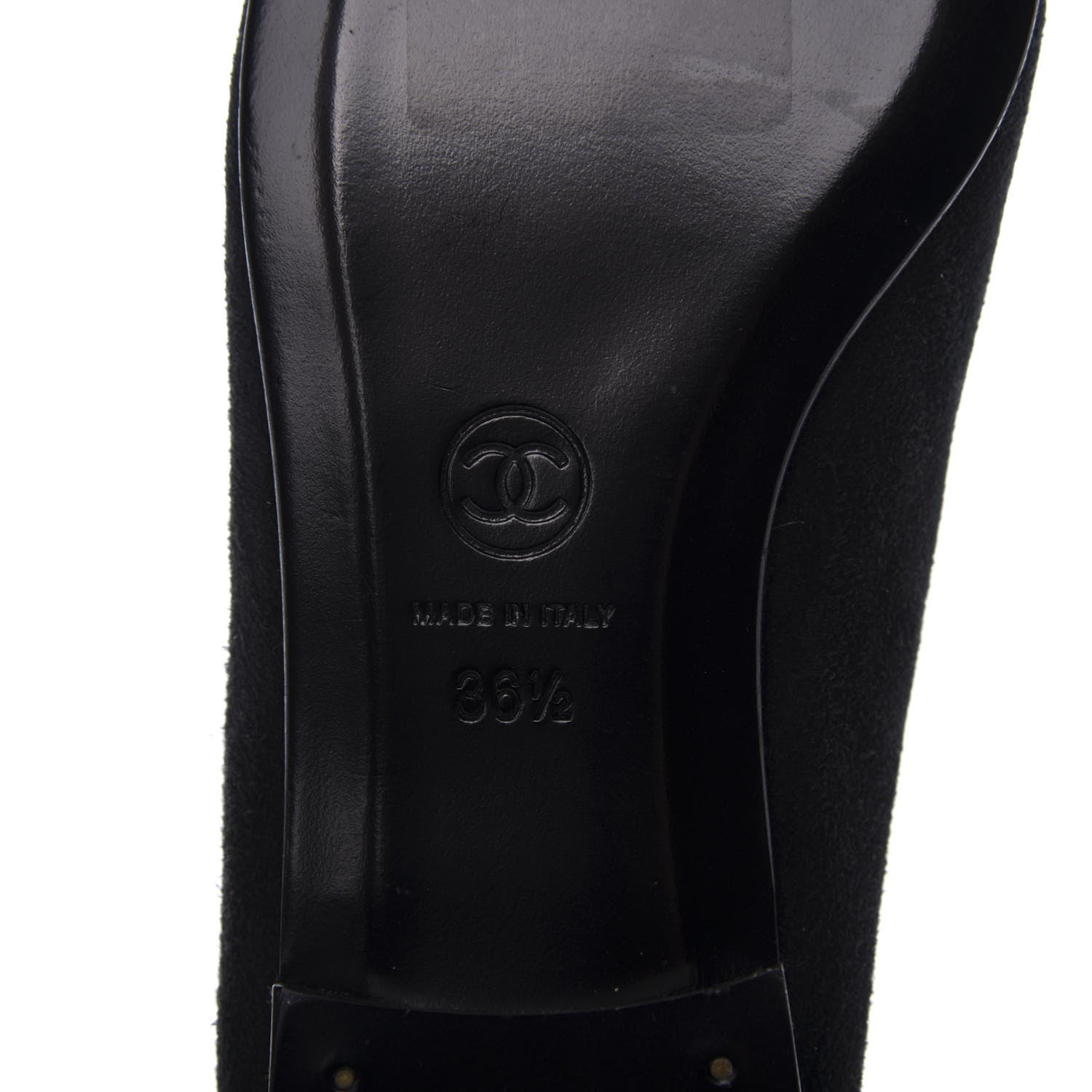 Chanel Suede Patent Cap Toe CC Ballerina Flats 36.5 Black 7 of 7