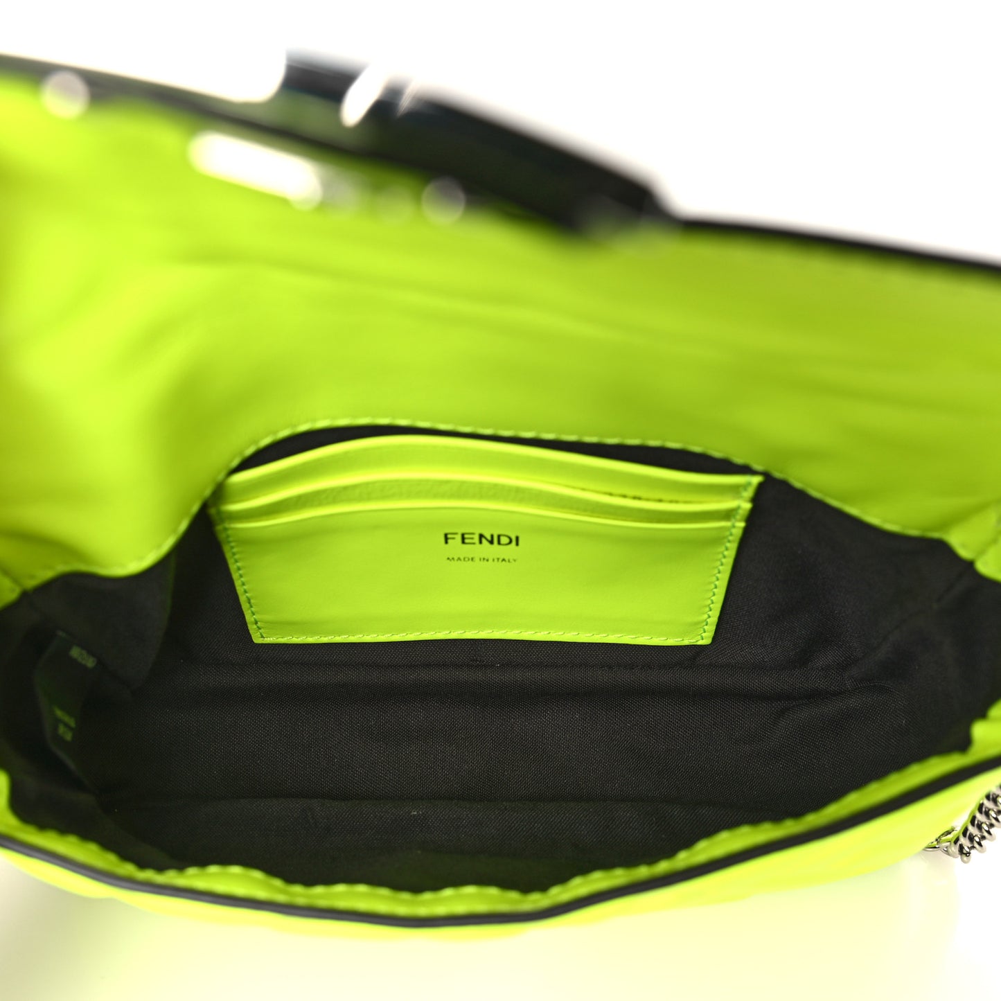 Nappa FF 1974 Embossed Mini Baguette Neon Yellow