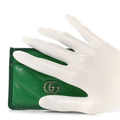 Gucci Azalea Calfskin Enamel Matelasse Diagonal Torchon GG Marmont Card Holder New Shamarock Emerald 3 of 18