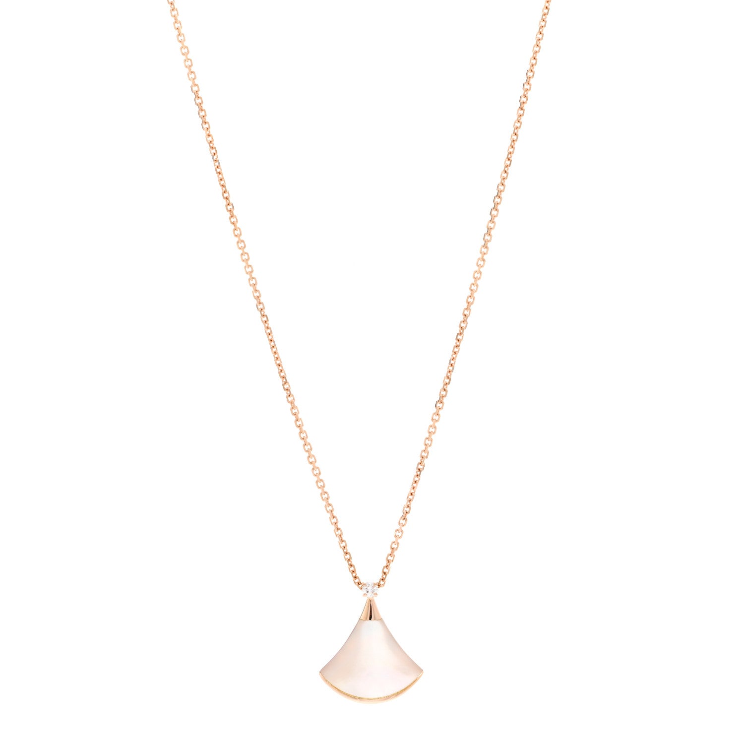 Bulgari 18K Rose Gold Diamond Mother of Pearl Small Divas' Dream Pendant Necklace 1 of 4