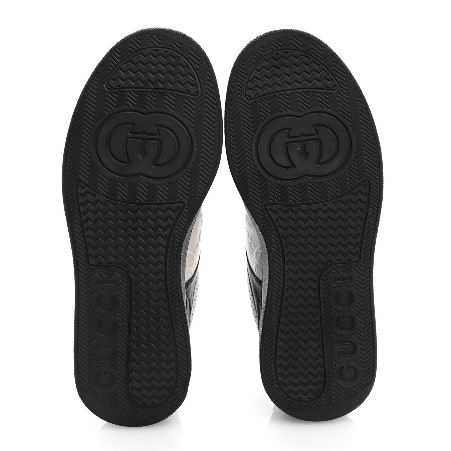 Calfskin GG Tennis Embossed Perforated Mens Interlocking G 55mm Sneakers 8.5 Black White