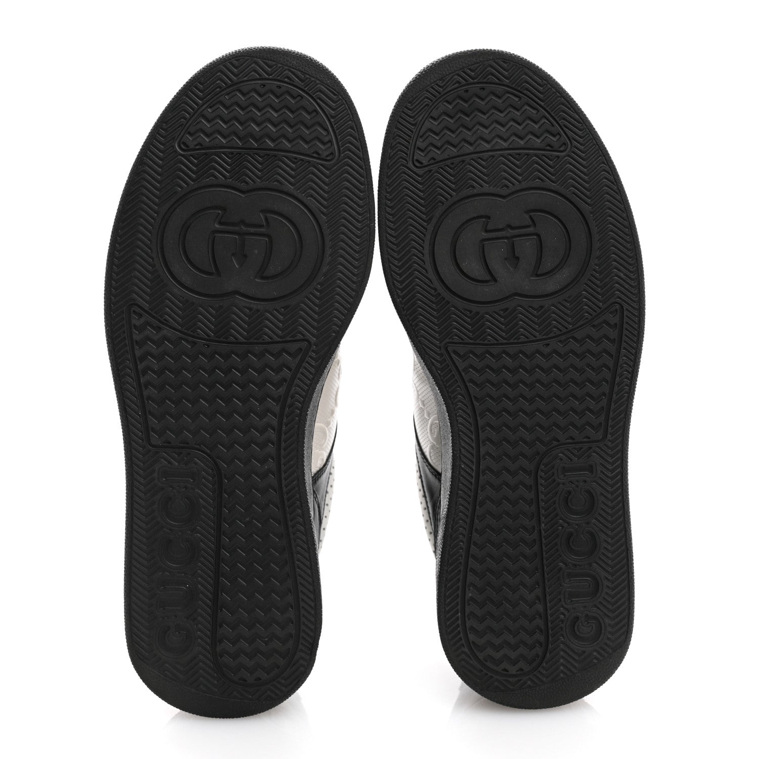 Gucci Calfskin GG Tennis Embossed Perforated Mens Interlocking G 55mm Sneakers 8.5 Black White 6 of 8
