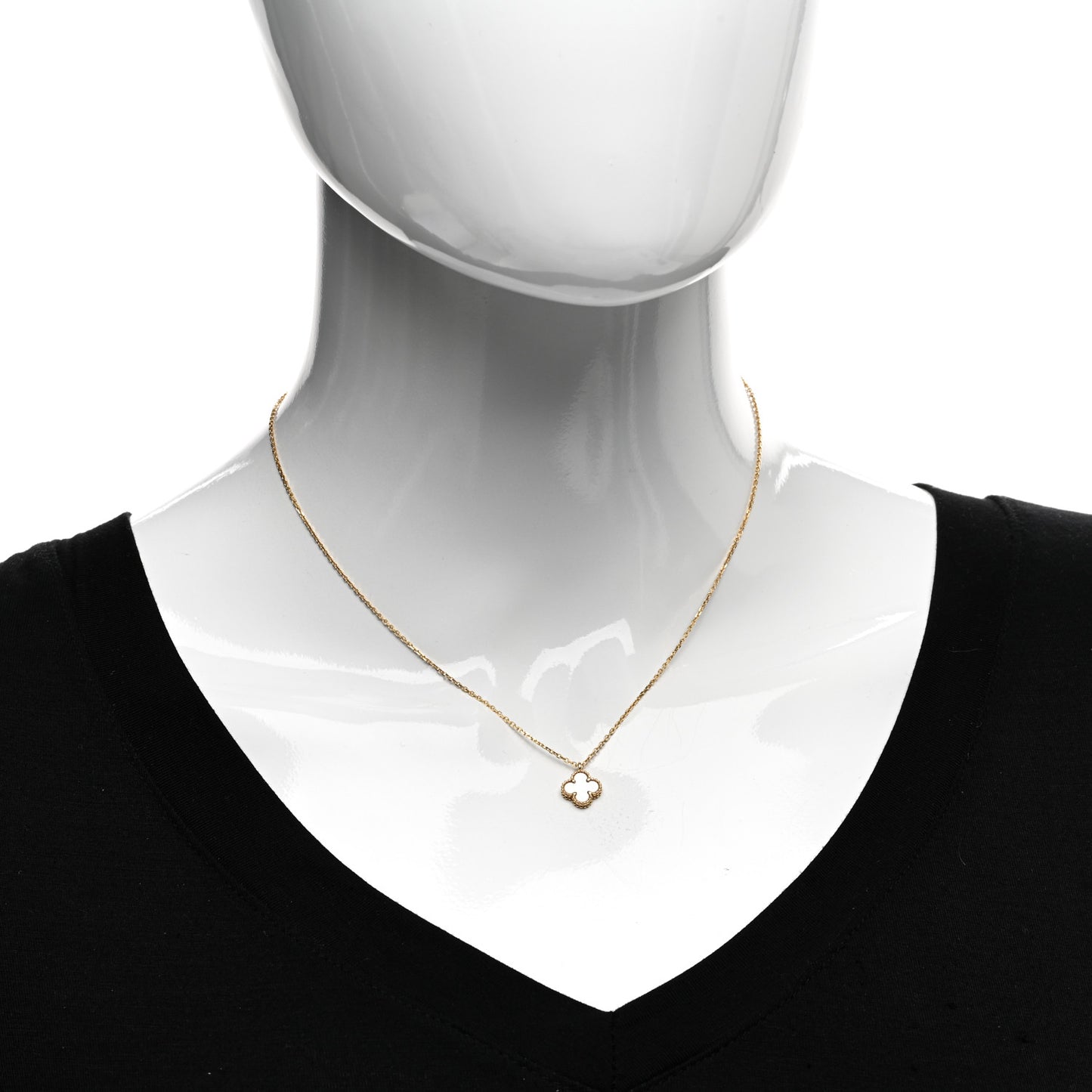 18K Yellow Gold Mother of Pearl Sweet Alhambra Pendant Necklace