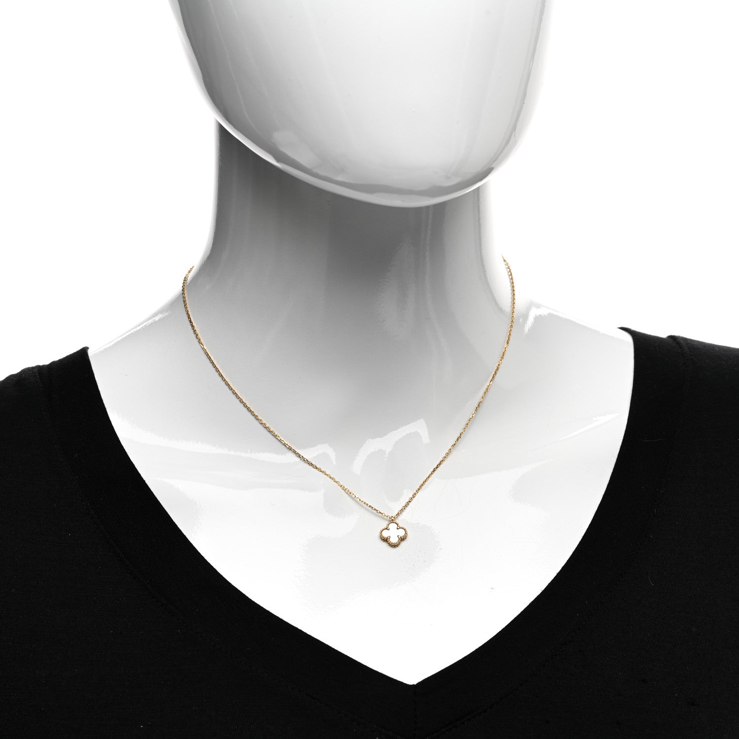 Van Cleef & Arpels 18K Yellow Gold Mother of Pearl Sweet Alhambra Pendant Necklace 2 of 6
