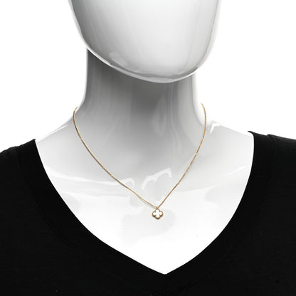Van Cleef & Arpels 18K Yellow Gold Mother of Pearl Sweet Alhambra Pendant Necklace 2 of 6