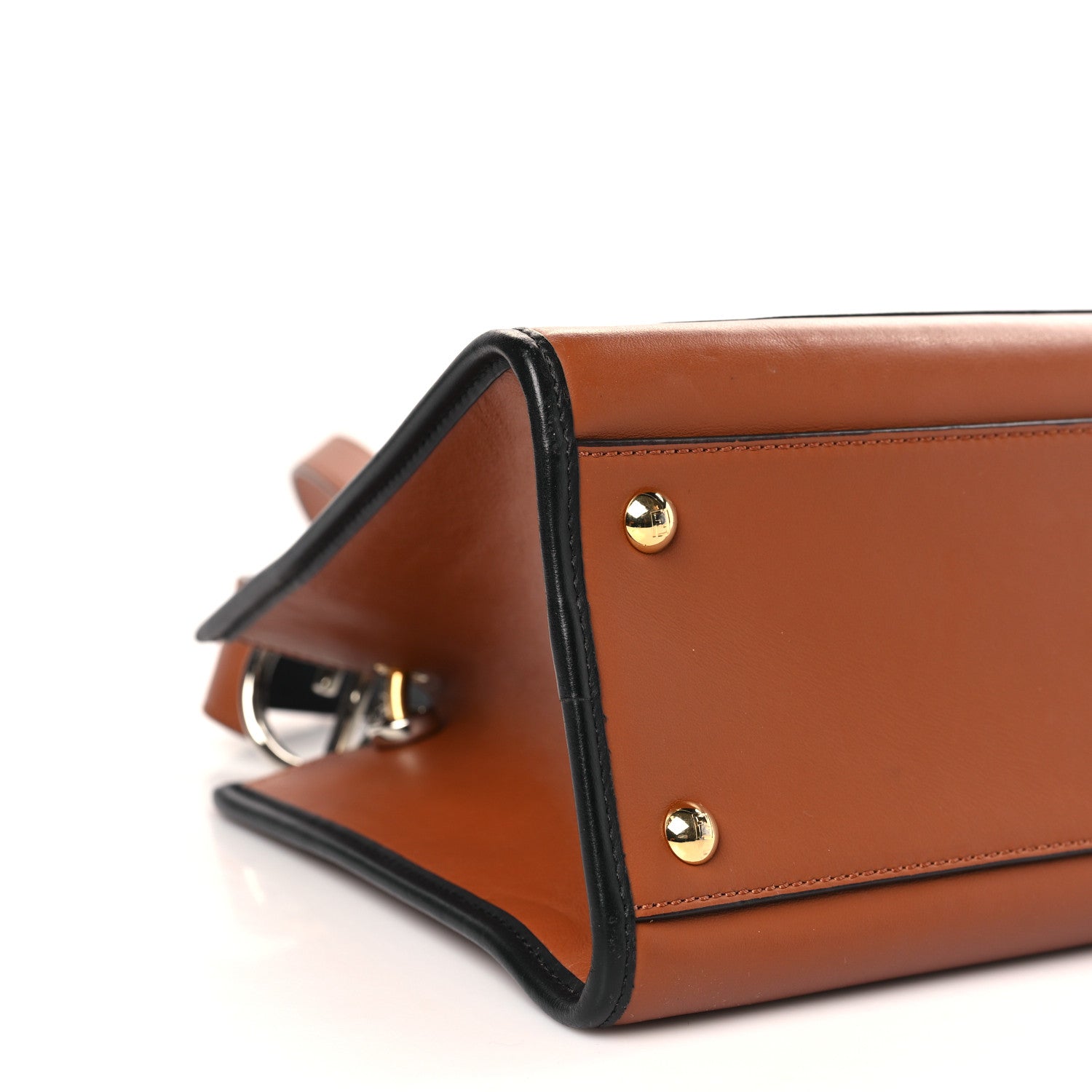 Fendi Vitello Century Opaco F is Fendi Bi-Color Small Runaway Satchel Corteccia Black 9 of 10