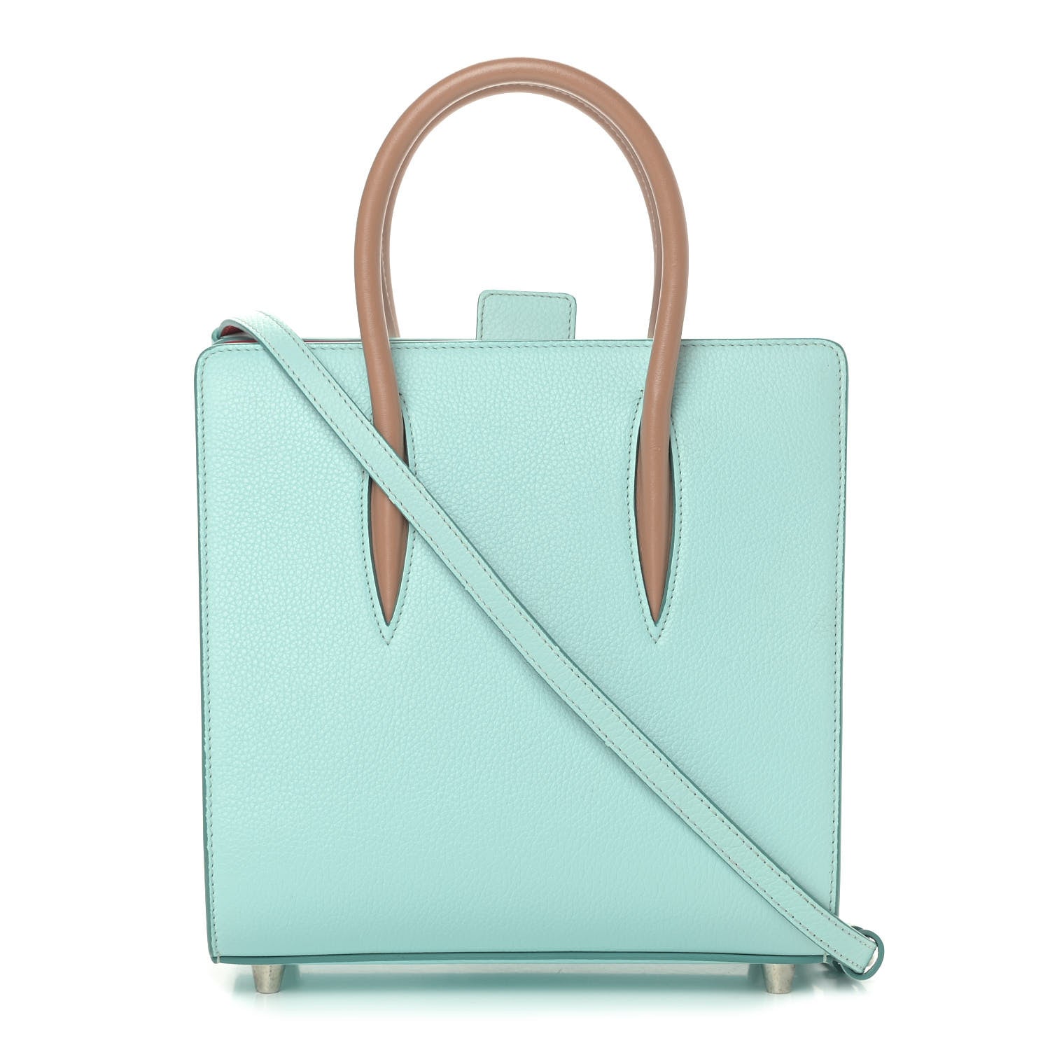 Christian Louboutin Calfskin Studded Small Paloma Turquoise 1 of 9