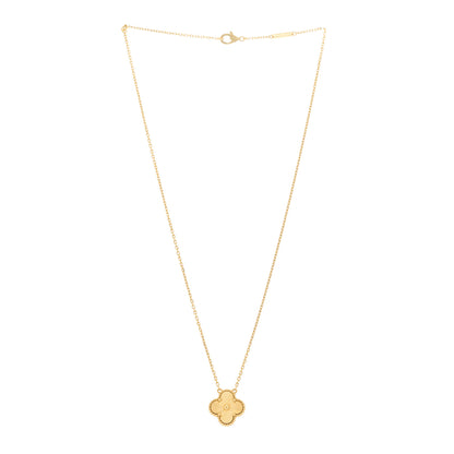 Van Cleef & Arpels 18K Yellow Gold Guilloche Vintage Alhambra Pendant Necklace 3 of 5
