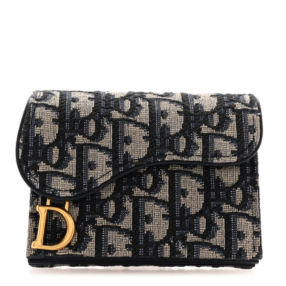 Christian Dior Oblique Saddle 5-Gusset Card Holder Blue 1 of 8