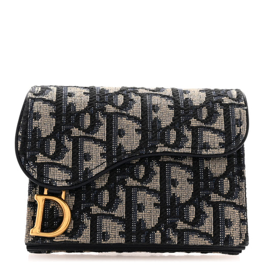 Oblique Saddle 5-Gusset Card Holder Blue