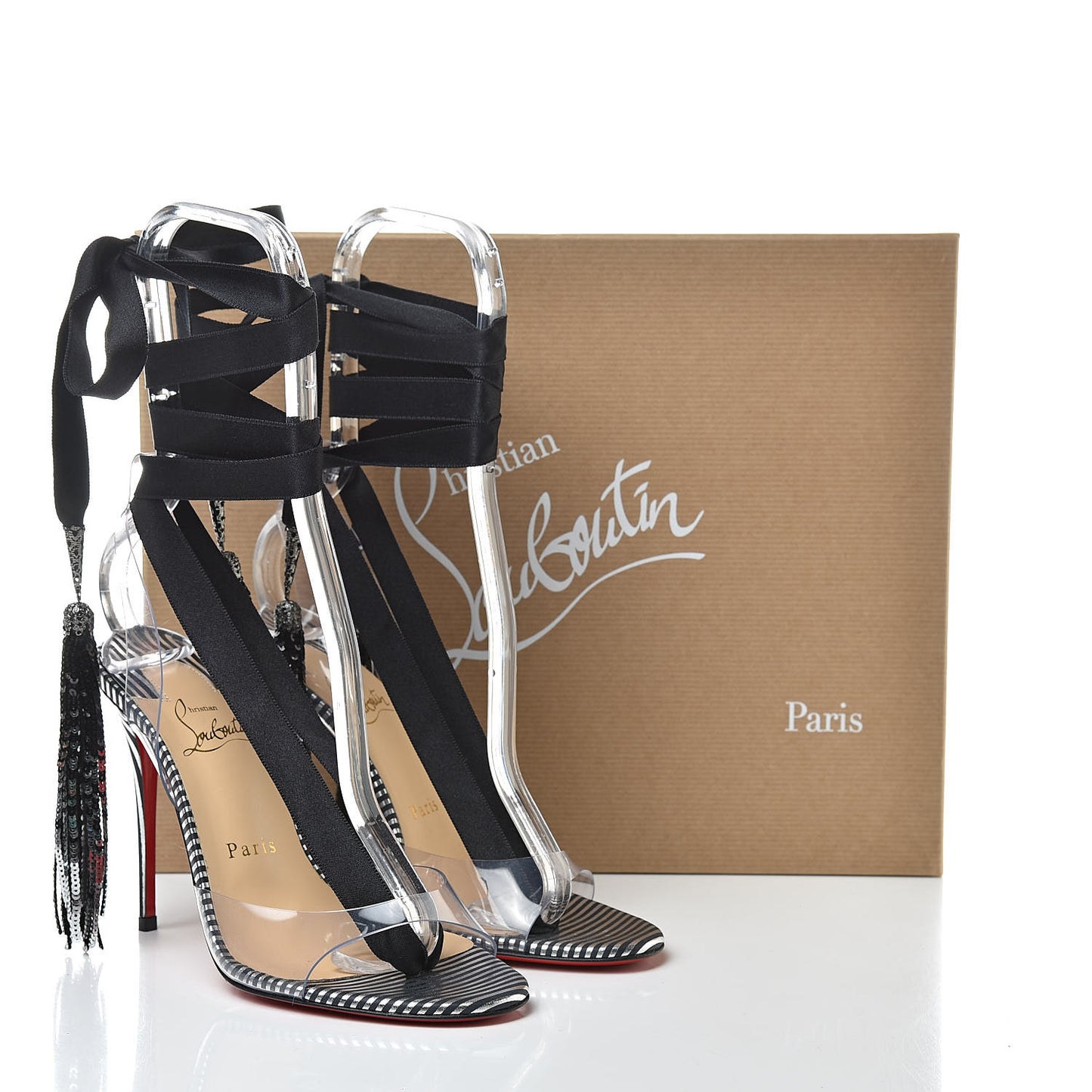 Satin PVC Paillette Marie 100 Sandals 37 Black