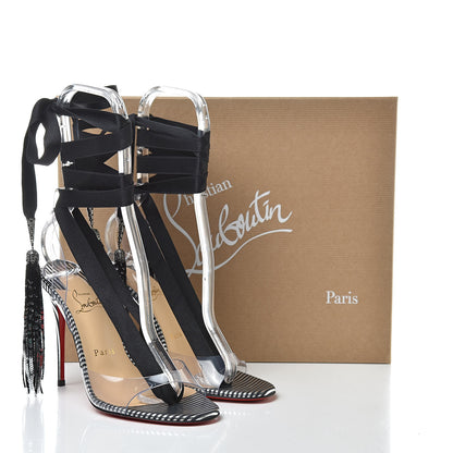 Christian Louboutin Satin PVC Paillette Marie 100 Sandals 37 Black 8 of 8