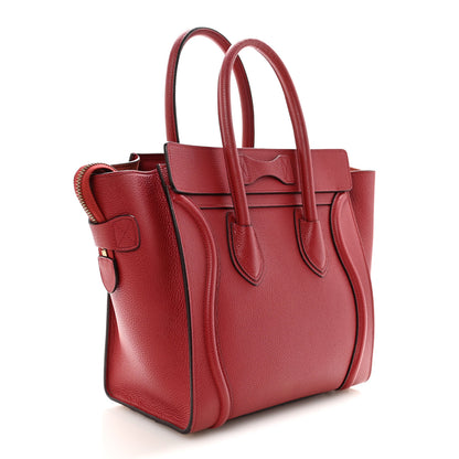 Celine Drummed Calfskin Micro Luggage Red 3 of 9