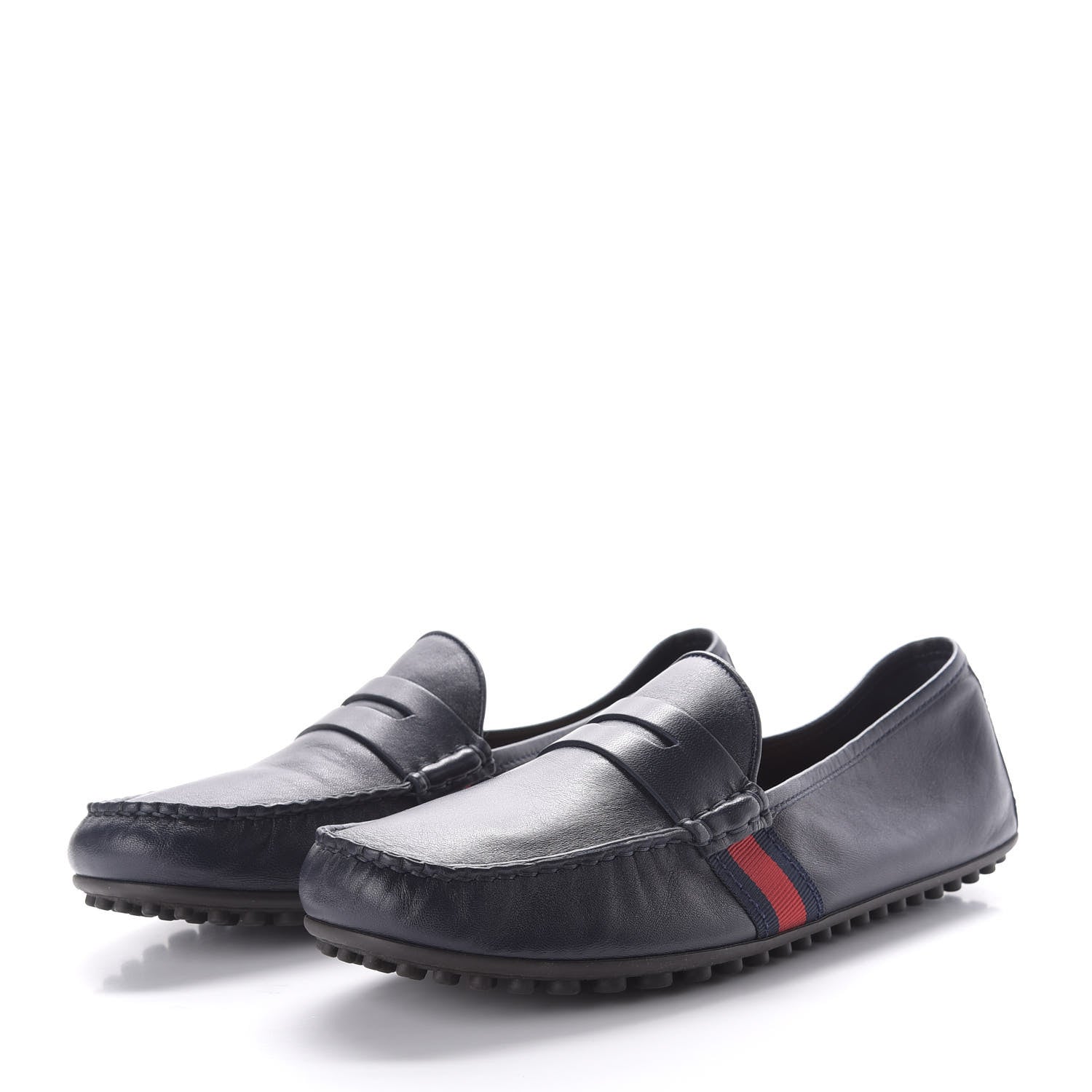 Gucci Nappa Web Mens Kanye Driver Loafers 8.5 Blue 3 of 11