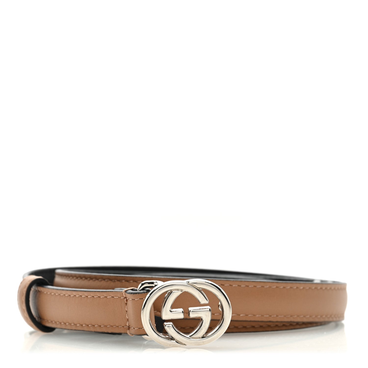 Gucci Moon Calfskin Nickel Interlocking G 20mm Belt 105 42 Camelia 1 of 4