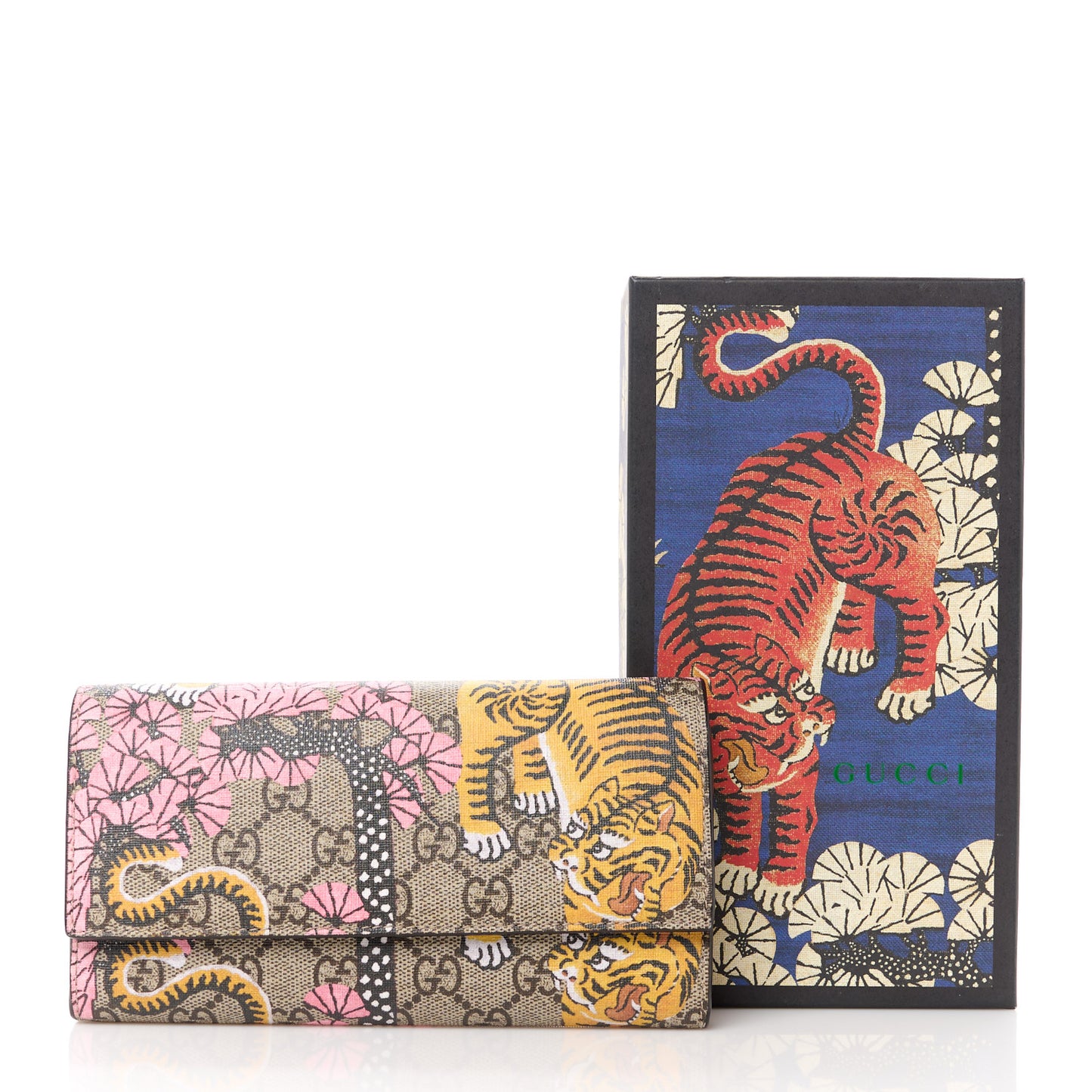 GG Supreme Monogram Bengal Continental Wallet Beige Pink