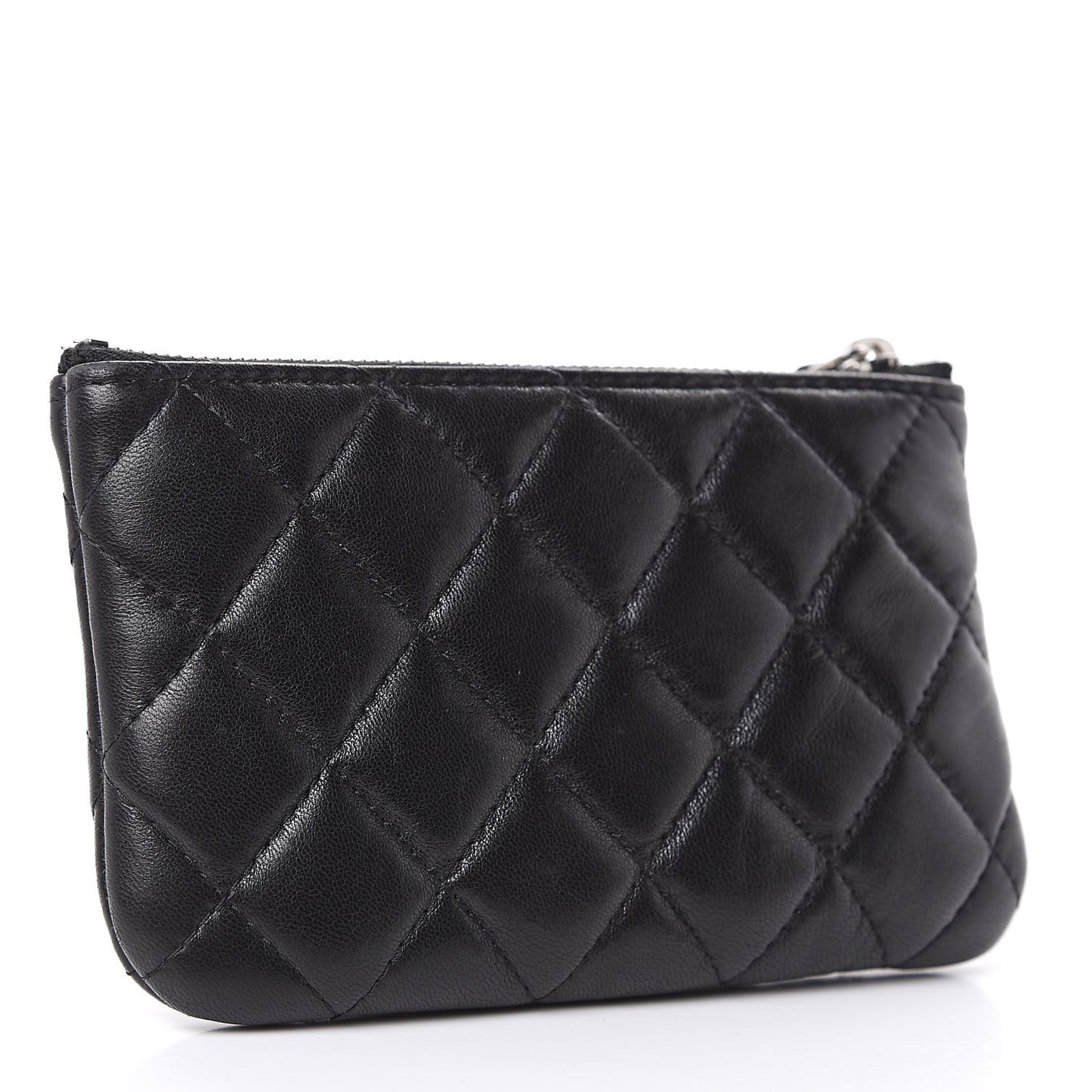 Lambskin Quilted Small Cosmetic Case Black