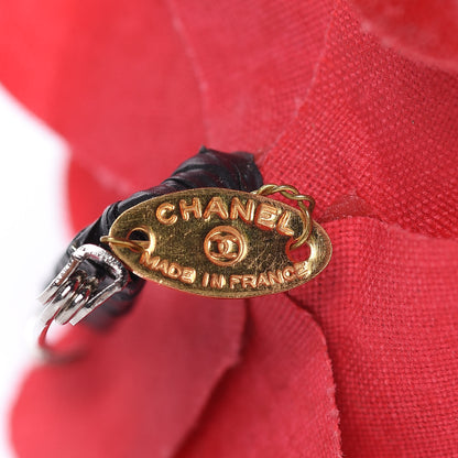 Chanel Silk Taffeta Camellia Brooch Pin Red 4 of 4