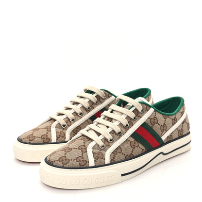 Gucci GG Monogram Web Womens 1977 Tennis Sneakers 39 Beige Ebony Mystic White 3 of 8