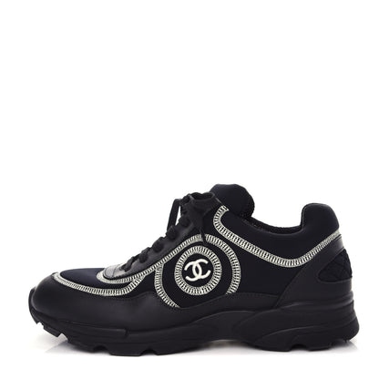 Chanel Lycra Fabric CC Sneakers 37 Black 1 of 10