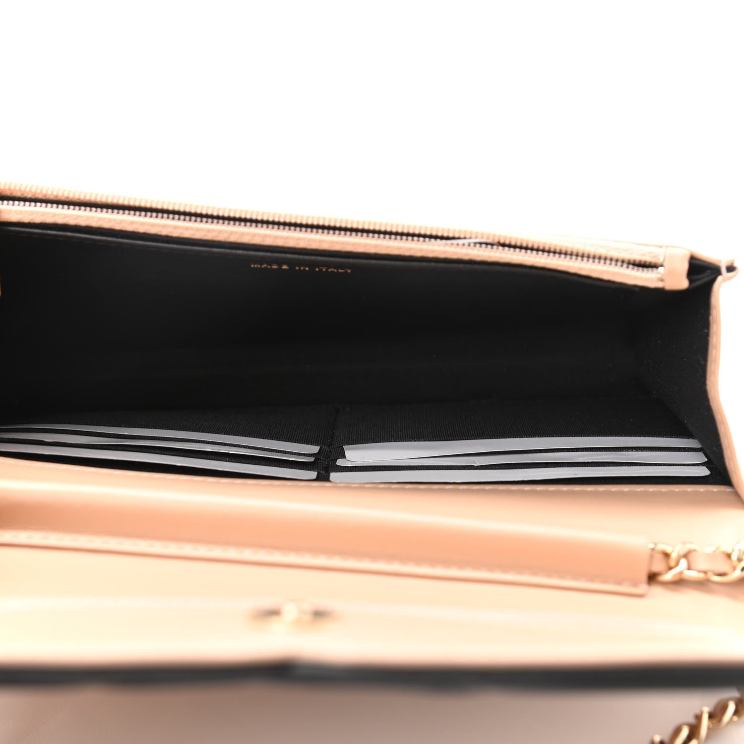 Chanel Caviar Quilted CC Filigree Wallet On Chain WOC Beige Black 5 of 12