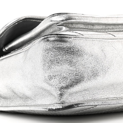 Saint Laurent Metallic Lambskin Matelasse Monogram Medium Niki Chain Satchel Argento 10 of 19