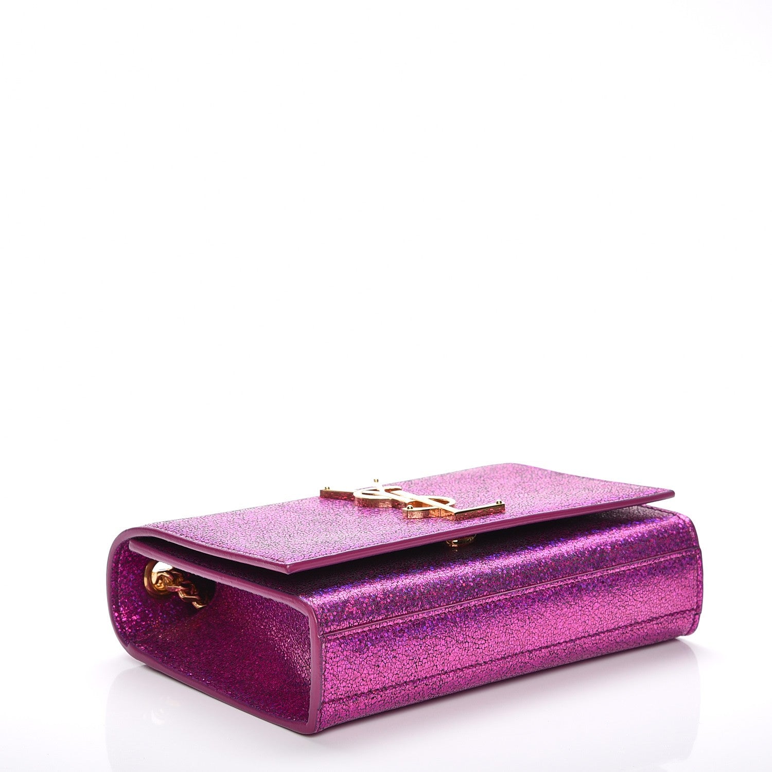 Saint Laurent Metallic Calfskin Small Classic Monogram Kate Satchel Fuchsia 4 of 7