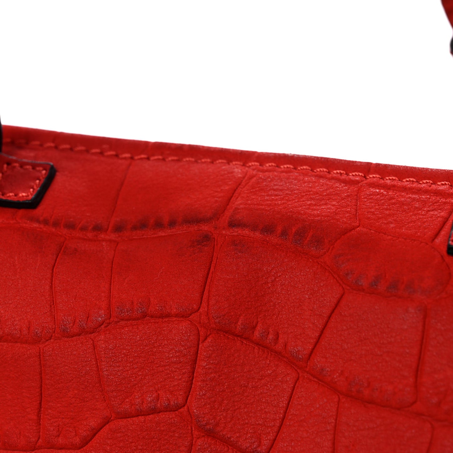 Calfskin Crocodile Embossed Mini Pandora Red