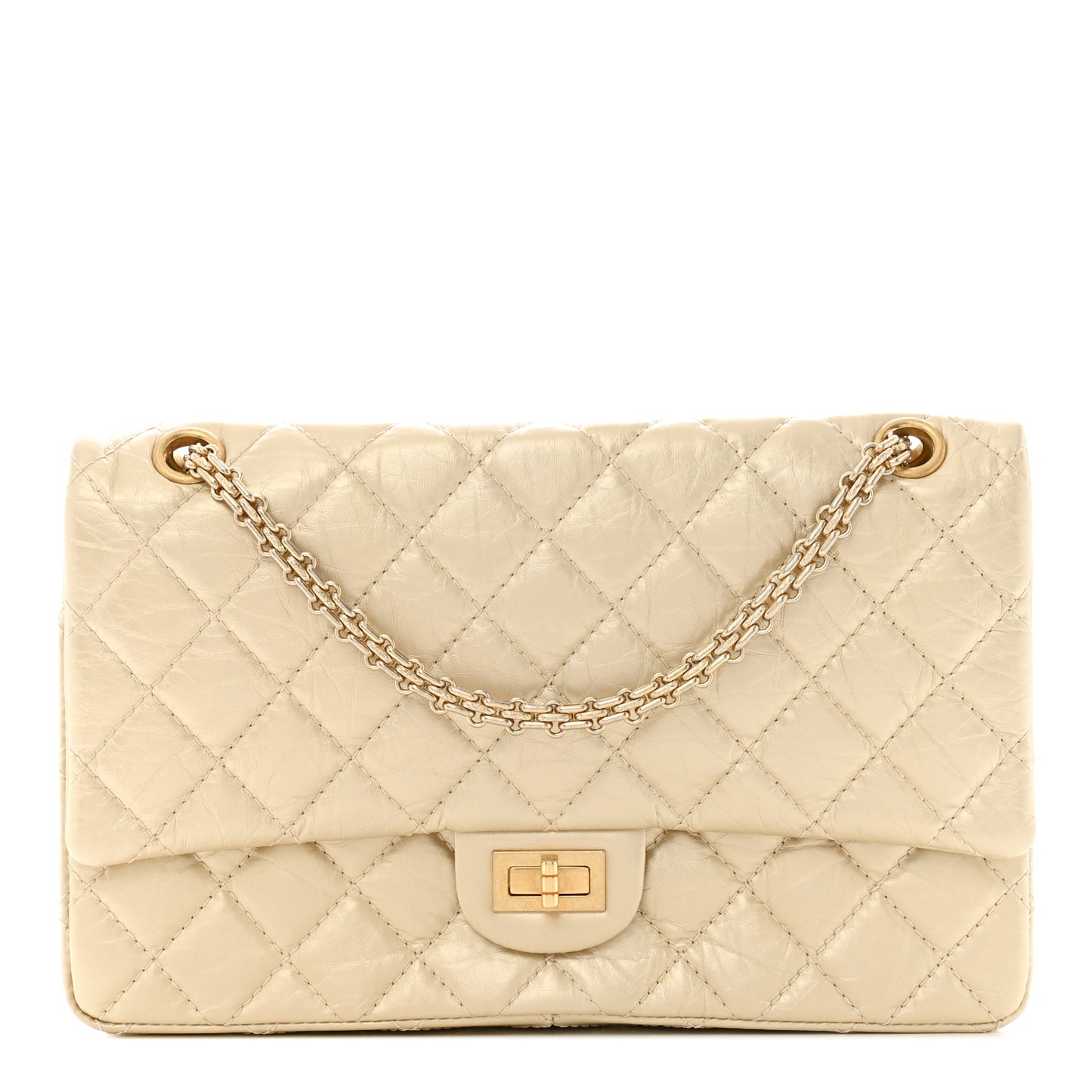 Metallic Aged Calfskin Quilted 2.55 Reissue 226 Flap Pale Gold