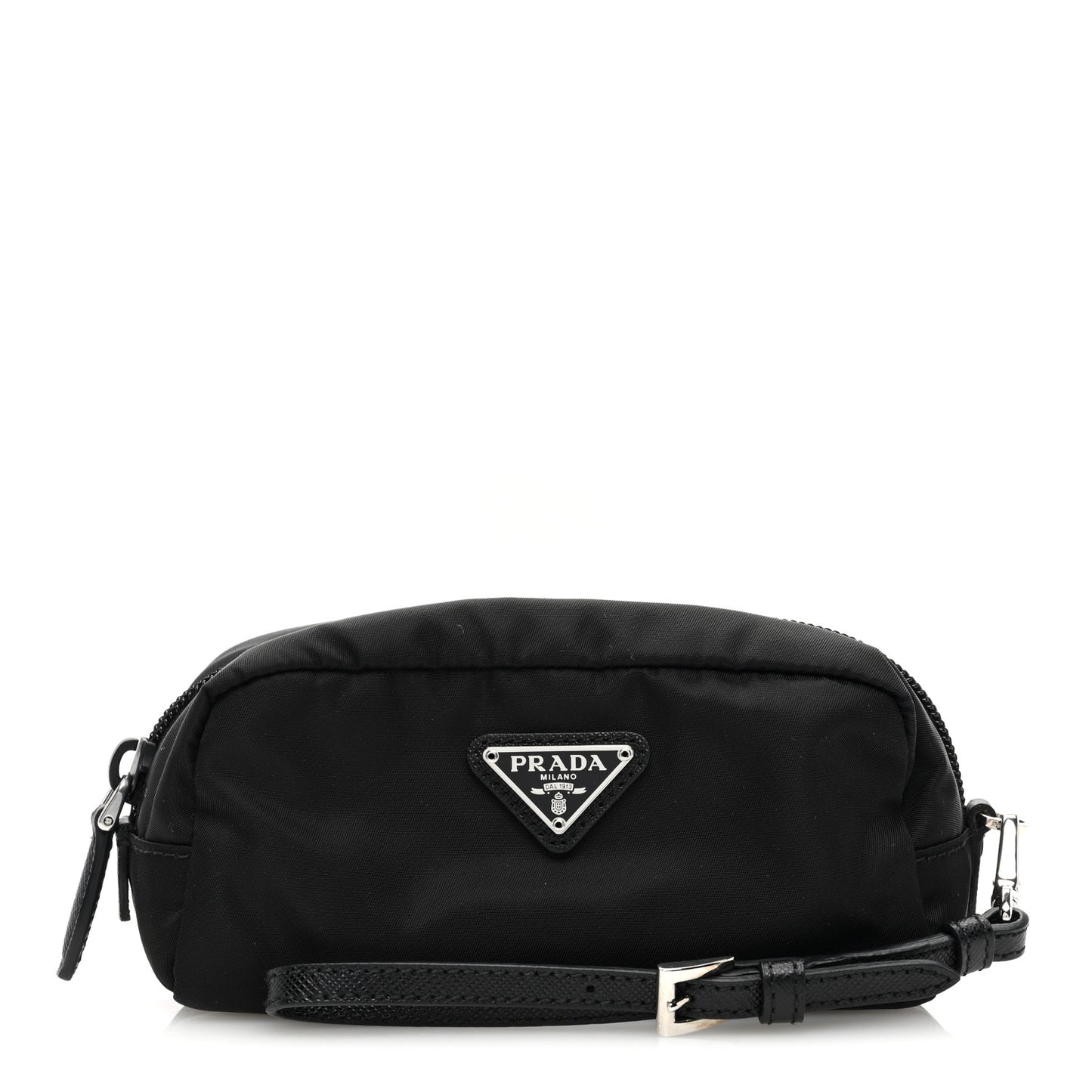 Tessuto Nylon Vela Saffiano Wristlet Black