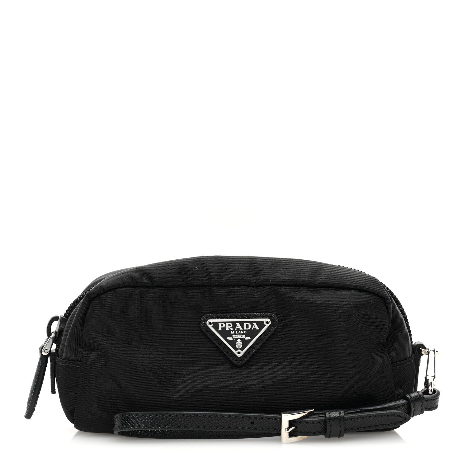 Prada Tessuto Nylon Vela Saffiano Wristlet Black 1 of 6