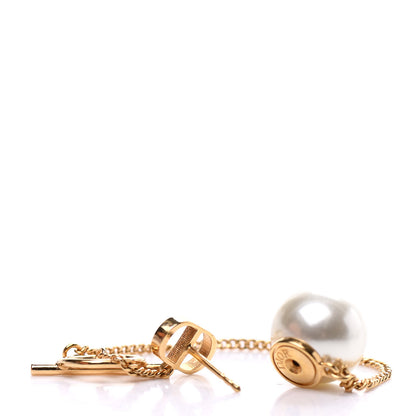 Christian Dior Pearl Tribales Dangle Chain Earrings Gold 3 of 4