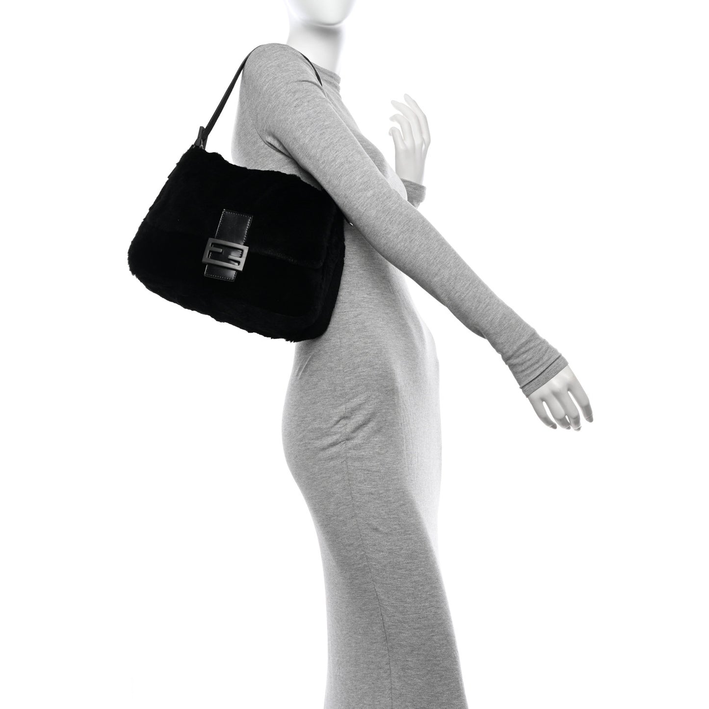 Rabbit Fur Mama Baguette Black