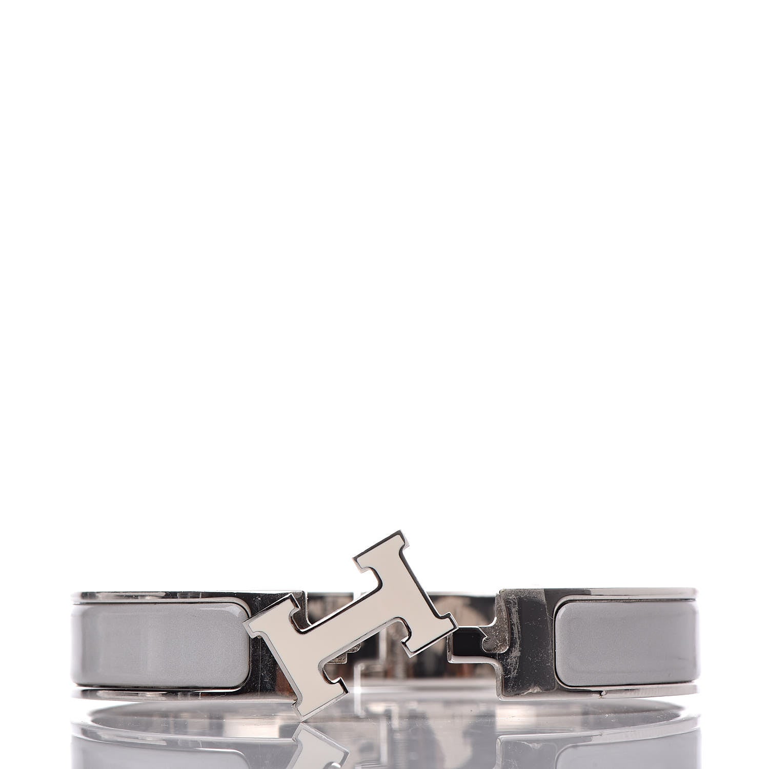 Hermes Enamel Narrow Clic Clac H Bracelet PM Blanc Gris Clair 6 of 6