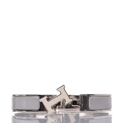 Hermes Enamel Narrow Clic Clac H Bracelet PM Blanc Gris Clair 6 of 6