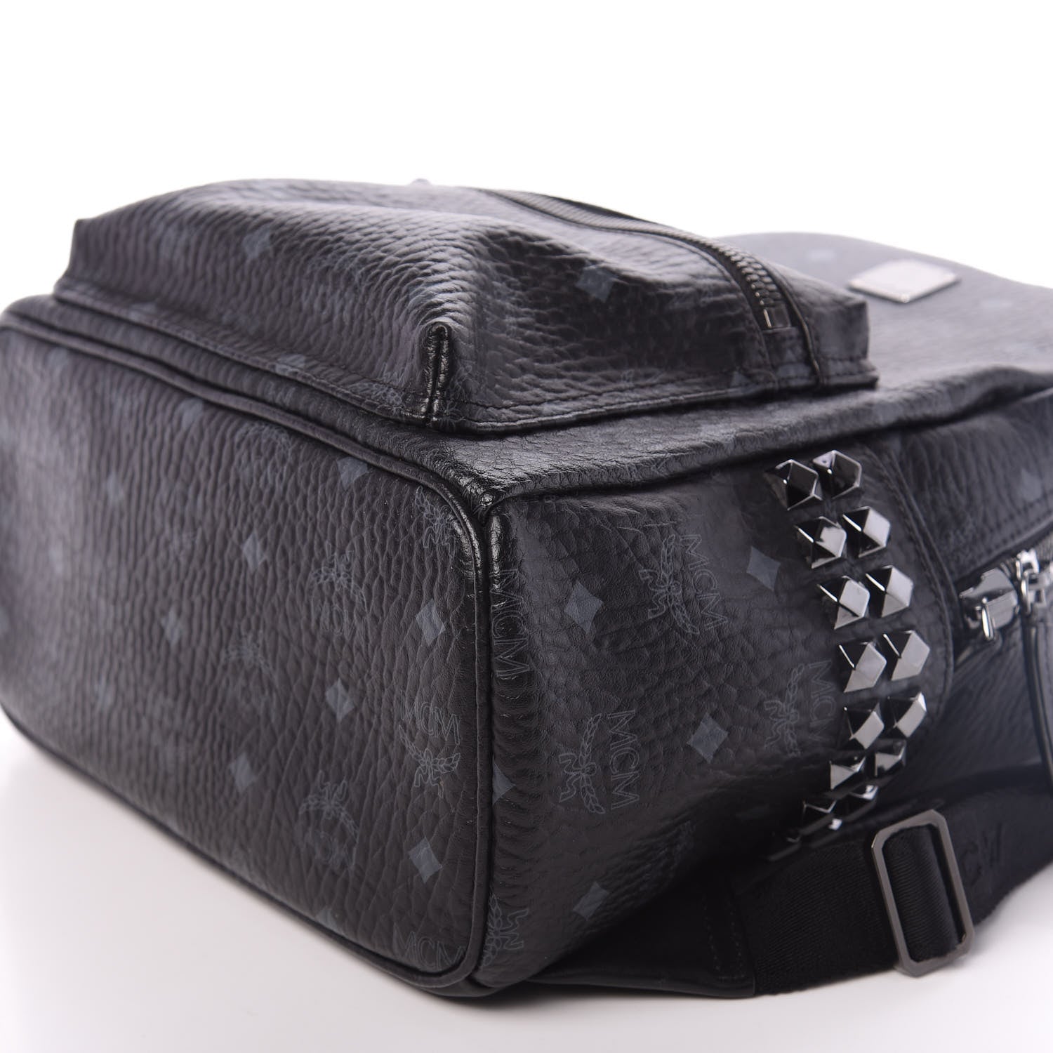 MCM Visetos Small Side Stud Stark Backpack Black 8 of 9