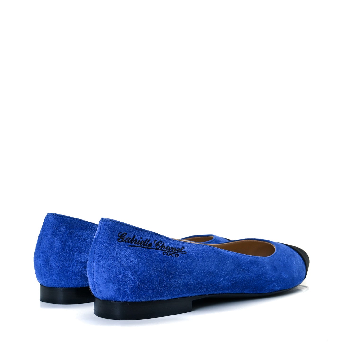 Suede Satin Cap Toe Gabrielle Ballerina Flats 39 Royal Blue Black