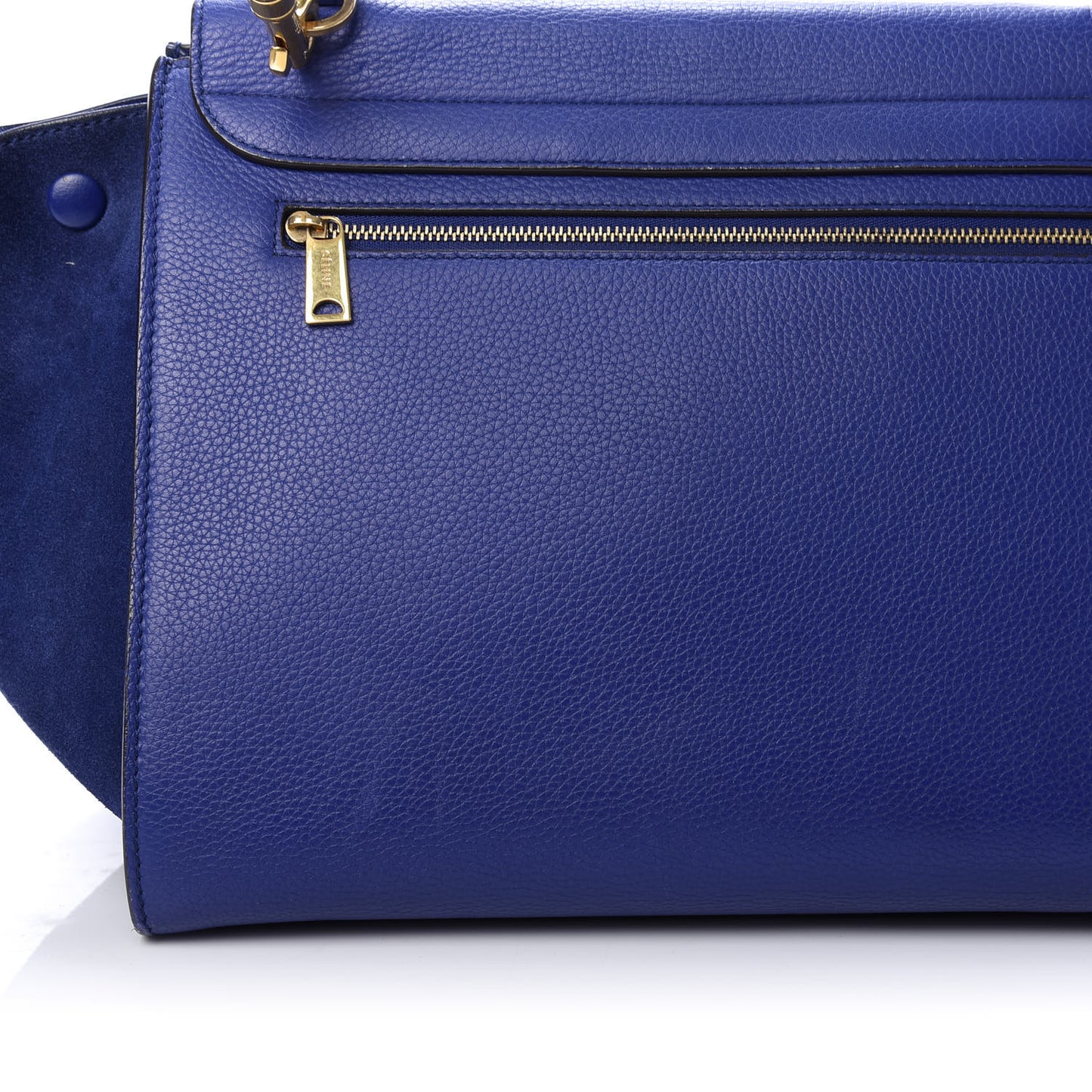 Drummed Calfskin Suede Medium Trapeze Indigo