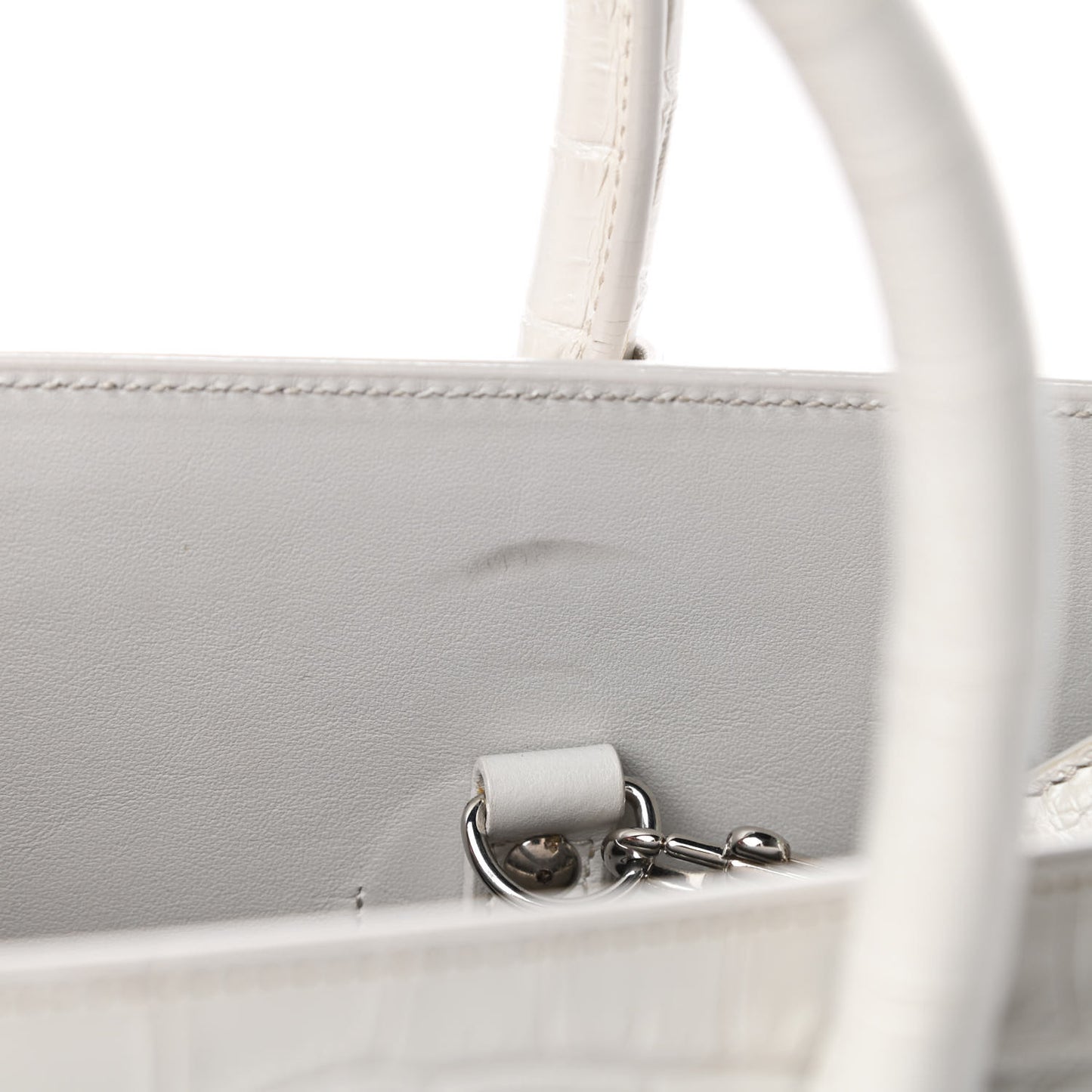 Calfskin Crocodile Embossed Small Sac De Jour White Souffle
