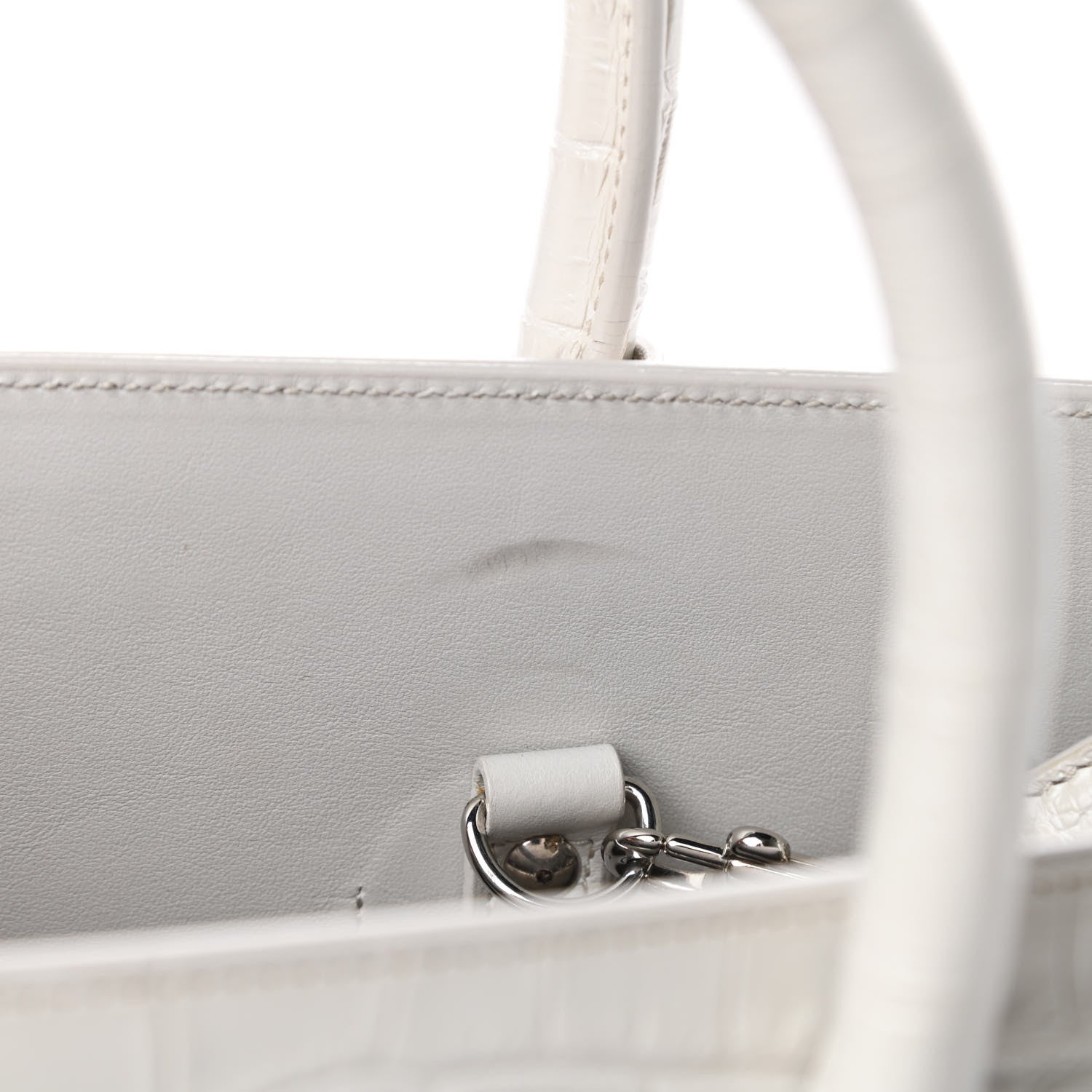 Saint Laurent Calfskin Crocodile Embossed Small Sac De Jour White Souffle 16 of 19