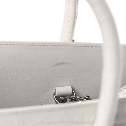Saint Laurent Calfskin Crocodile Embossed Small Sac De Jour White Souffle 16 of 19