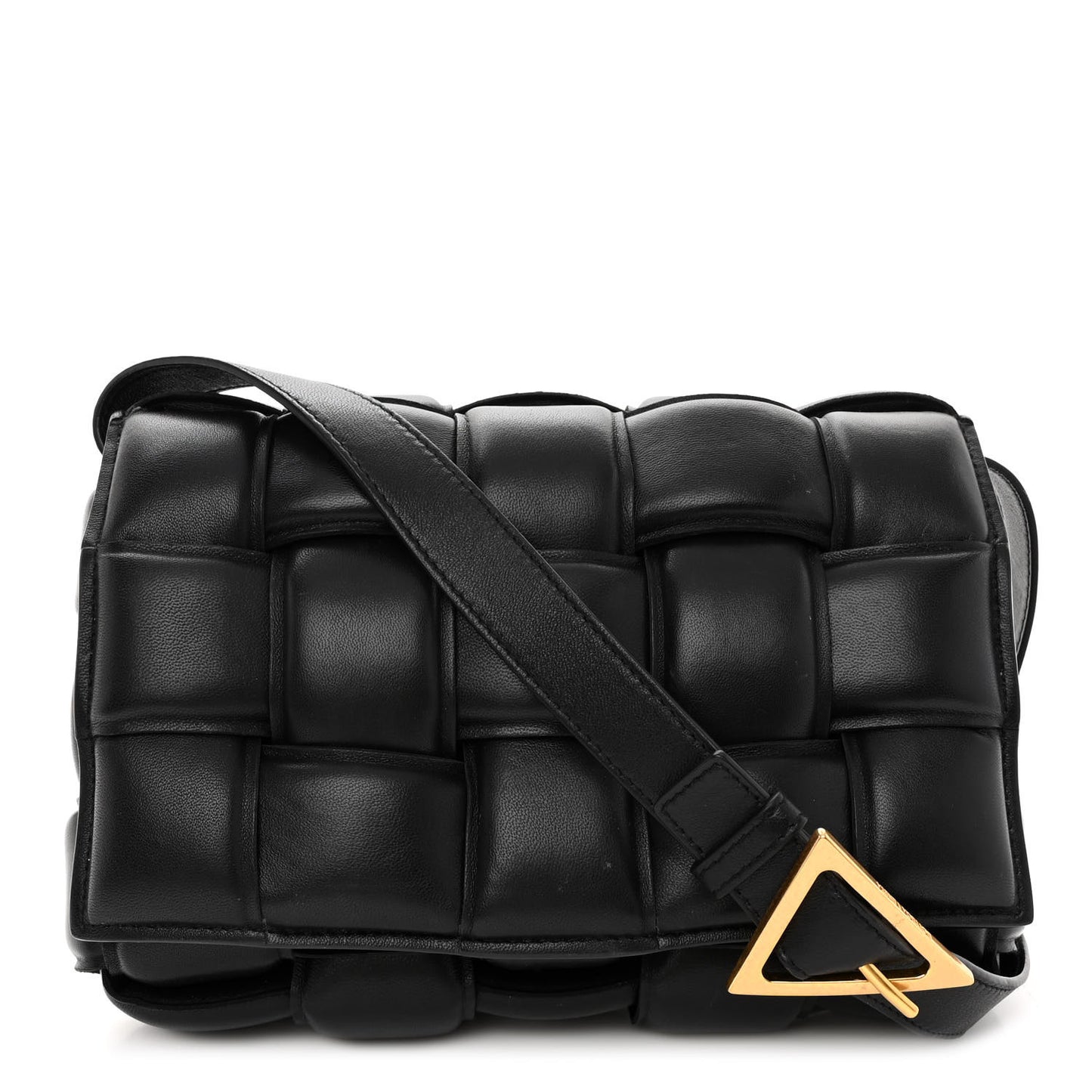 Nappa Maxi Intreccio Padded Cassette Crossbody Bag Black