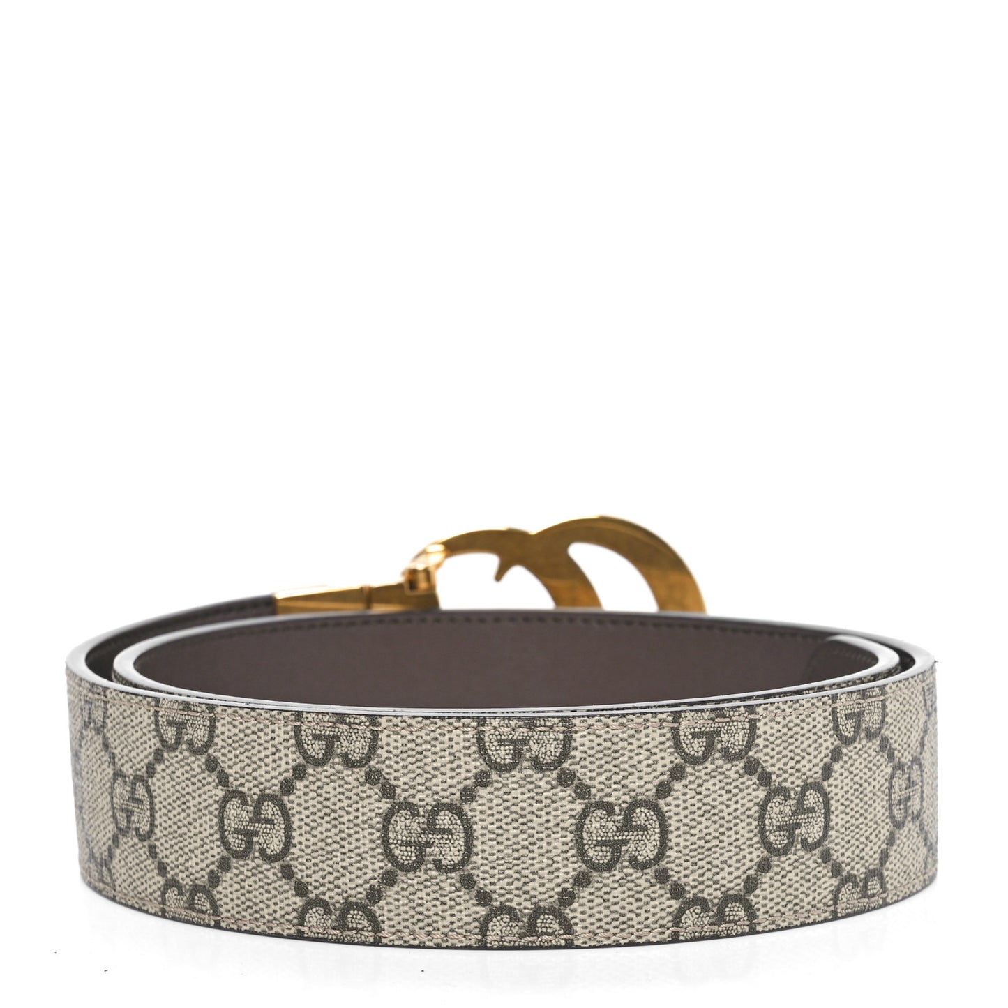 GG Supreme Monogram Plutone Calfskin Double G Reversible 37mm Belt 70 28 Beige Ebony New Acero