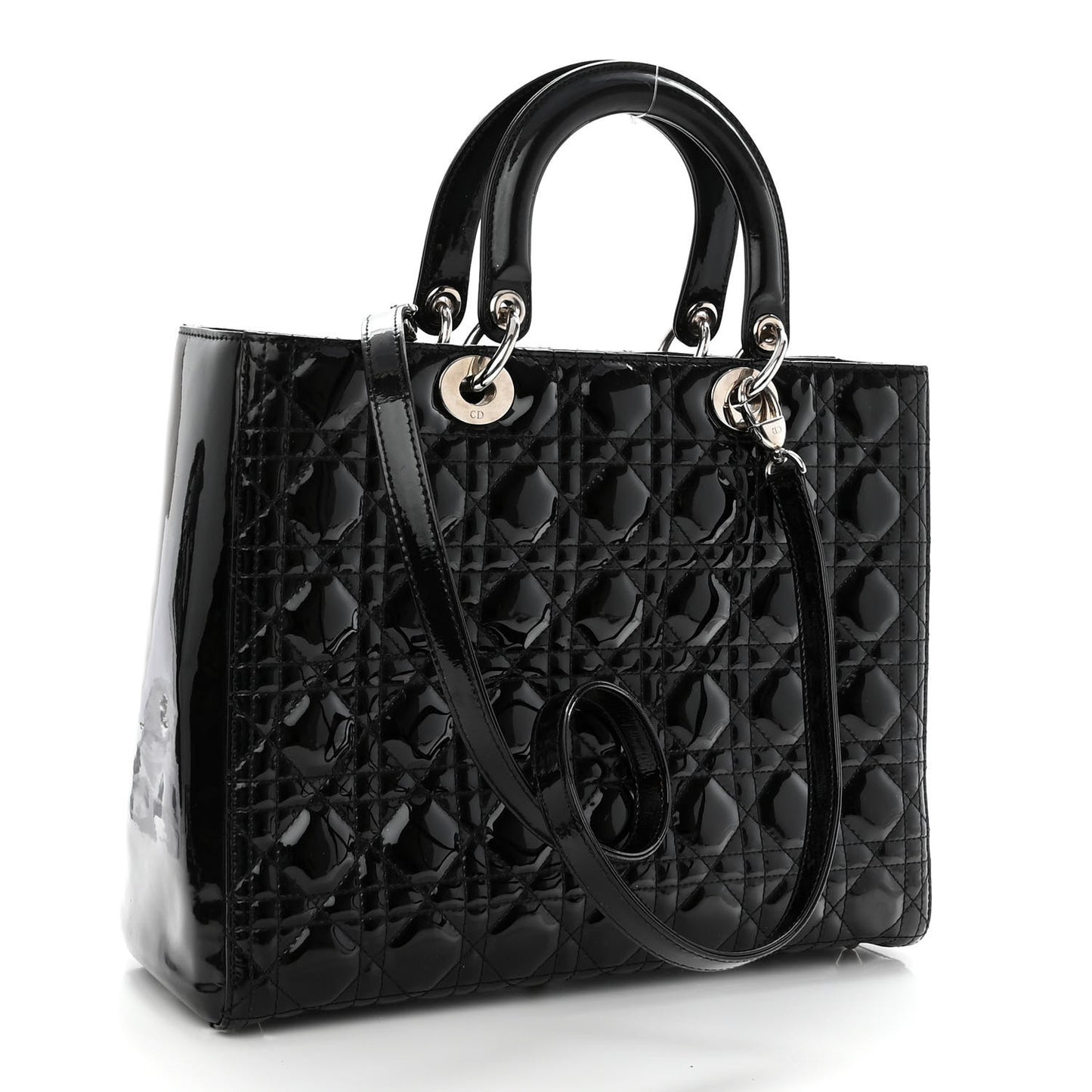 Patent Cannage Large Lady Dior Black